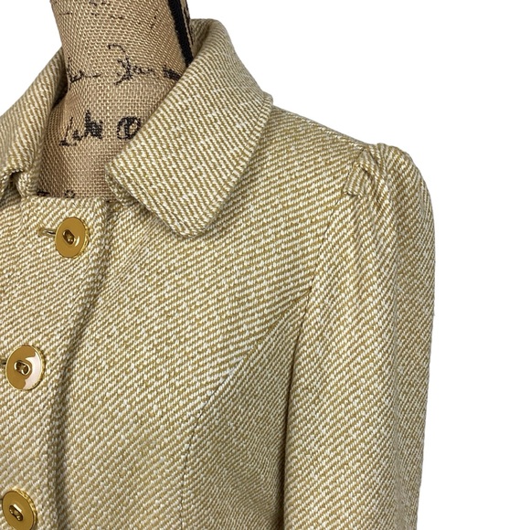 Tabitha Wool Blend Herringbone Blazer Gold Womens 8 - Picture 12 of 13